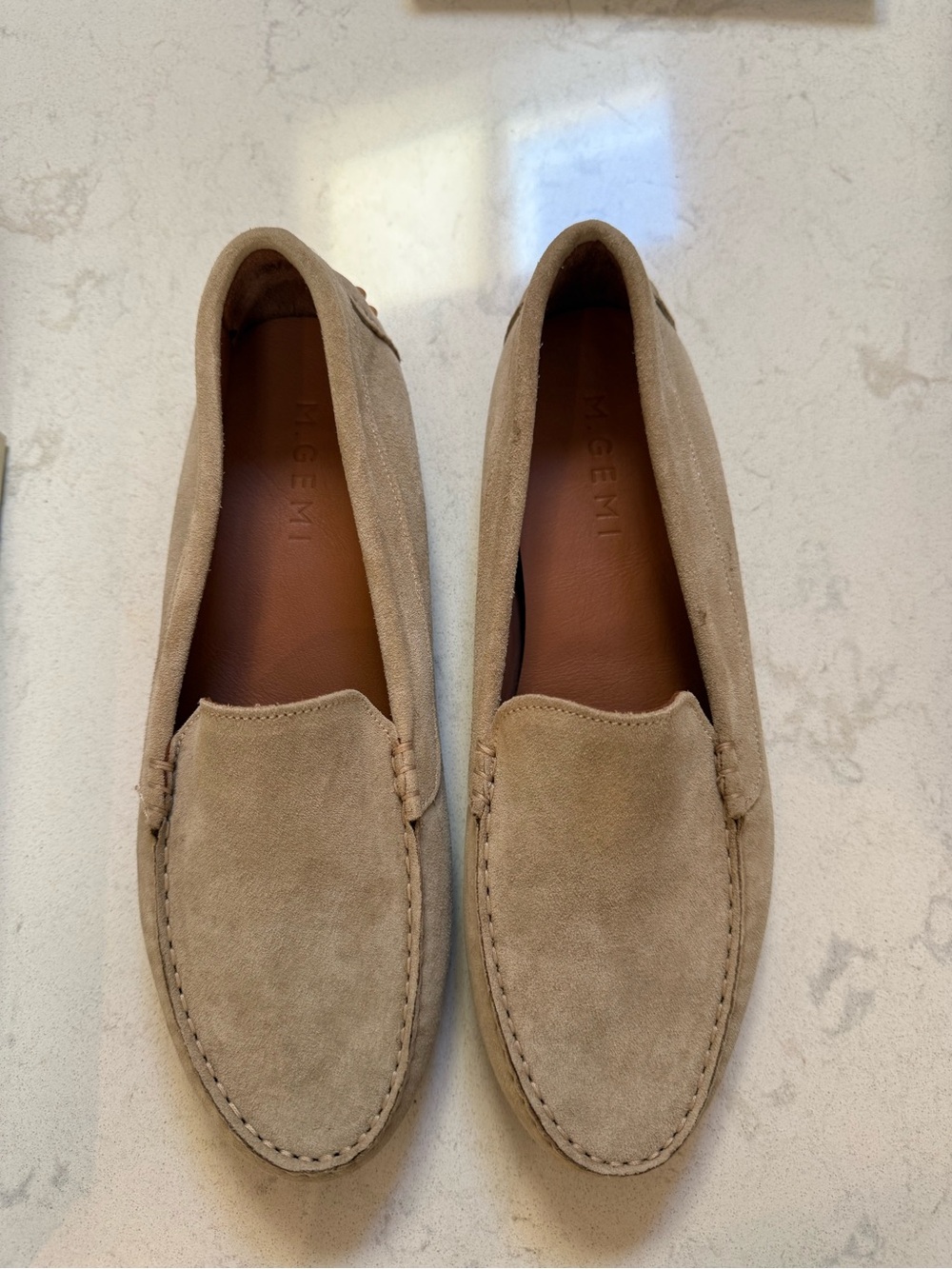 M. Gemi Women’s Suede Slip-On Loafers in The Feliz in Latte